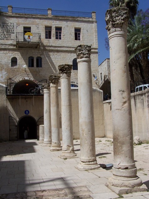 Columns from the Roman Cardo,  the main NS street in Jerusalem