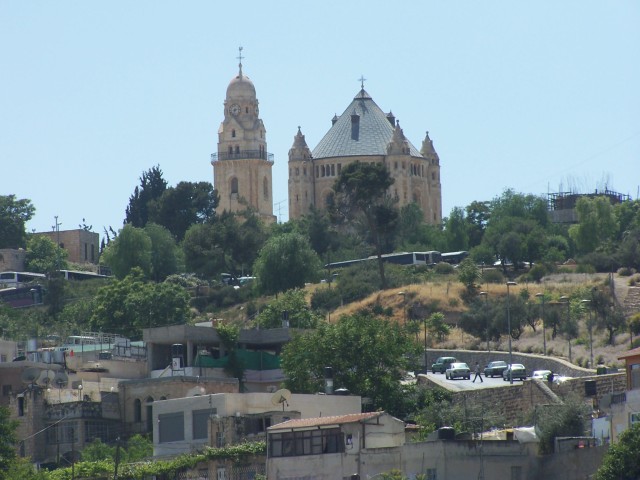 Looking West,  we can see the Church of Domitiance,  near the JUC campus.