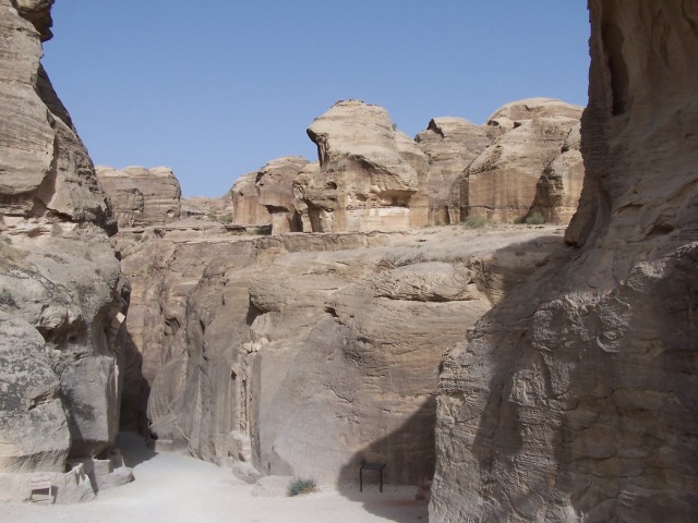 Petra - nearing the start of the siq,  the crevace / canyon that served as the entrance to the petra complex.