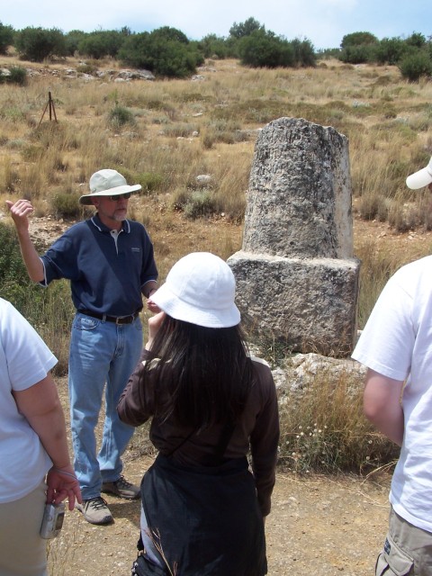 Stopped at a road side Roman Mile Marker