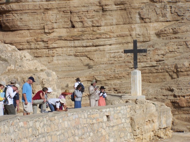 Wadi Qilt - And down,  with stops for devotions on the way.