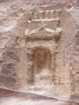 Petra - As you walk along the siq you can find many additions to the canyou - here a small niche,  probobly a ceremonial worship spot for the Nabetians.