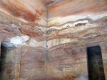 Petra - Inside the Treasury.  Note the beautiful colors of the sandstone that the Treasury has been cut into.  This is all one big piece of sandstone.  One bad swing of the hammer by the sandstone cutters and the memorial would be junk!